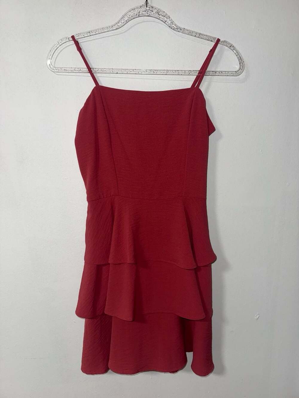 Lola & Grace Red Tiered Spaghetti Strap Mini Dress
